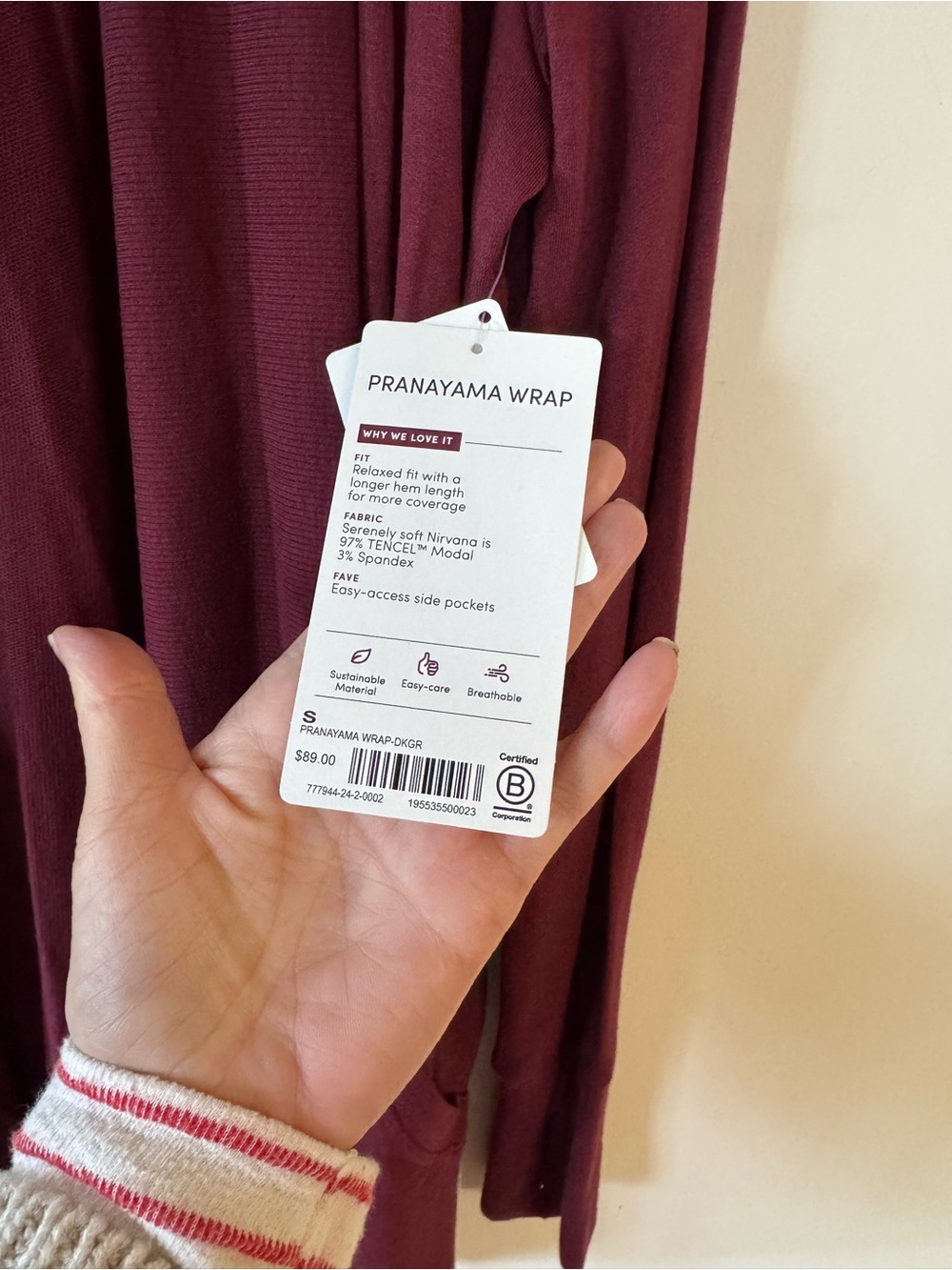 NWT Athleta Pranayama Wrap Cardigan Cabernet Burgundy S - Picture 10 of 11